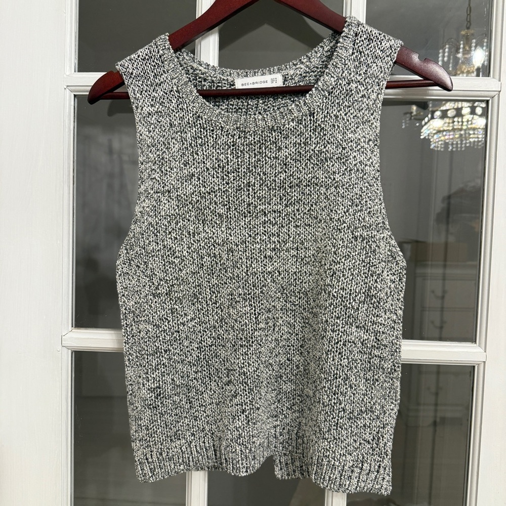 BEC & BRIDGE Women’s Gray Knit Sleeveless Flyaway Back Top Size 4